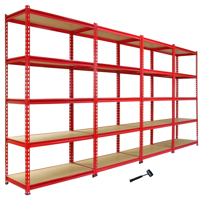 4 Scaffali Z-Rax In Acciaio Senza Bulloni Rossi 90cm