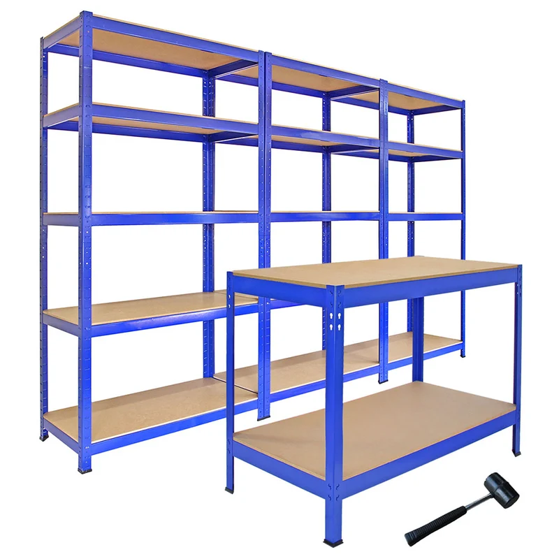 Set 3 Scaffali Metallici & Banco da Lavoro