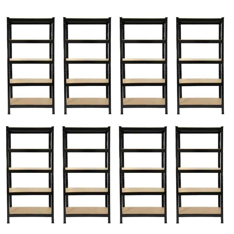Scaffale da Garage ad Incastro T-Rax - Nero - 75cm x 30cm - 8 Pezzi