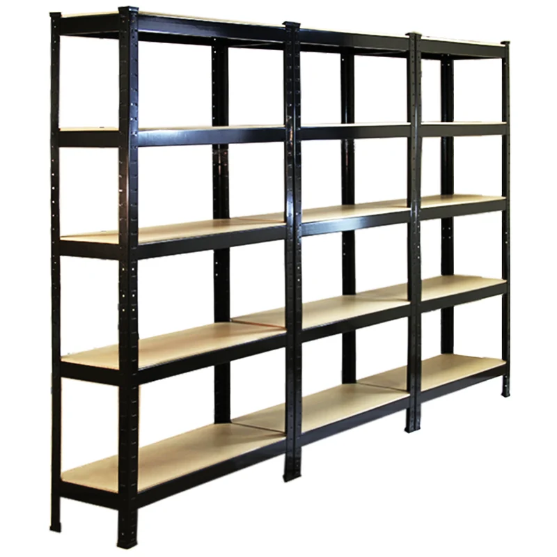 3 Scaffali T-Rax in Acciaio Senza Bulloni Neri 75cm