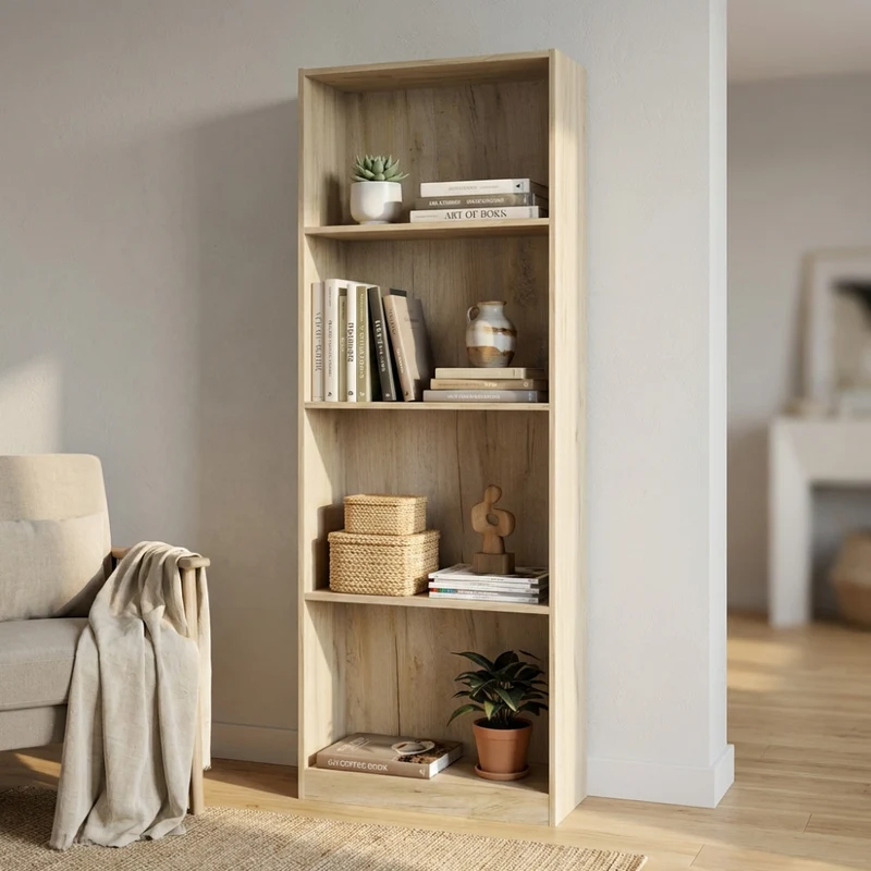 Libreria Line Olmo in Truciolare Bilaminato Rovere Grigio