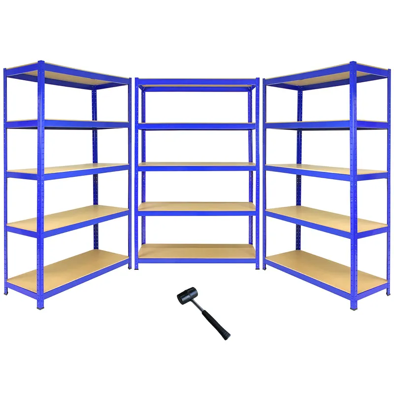 3 Scaffali T-Rax In Acciaio Senza Bulloni Blu 120cm