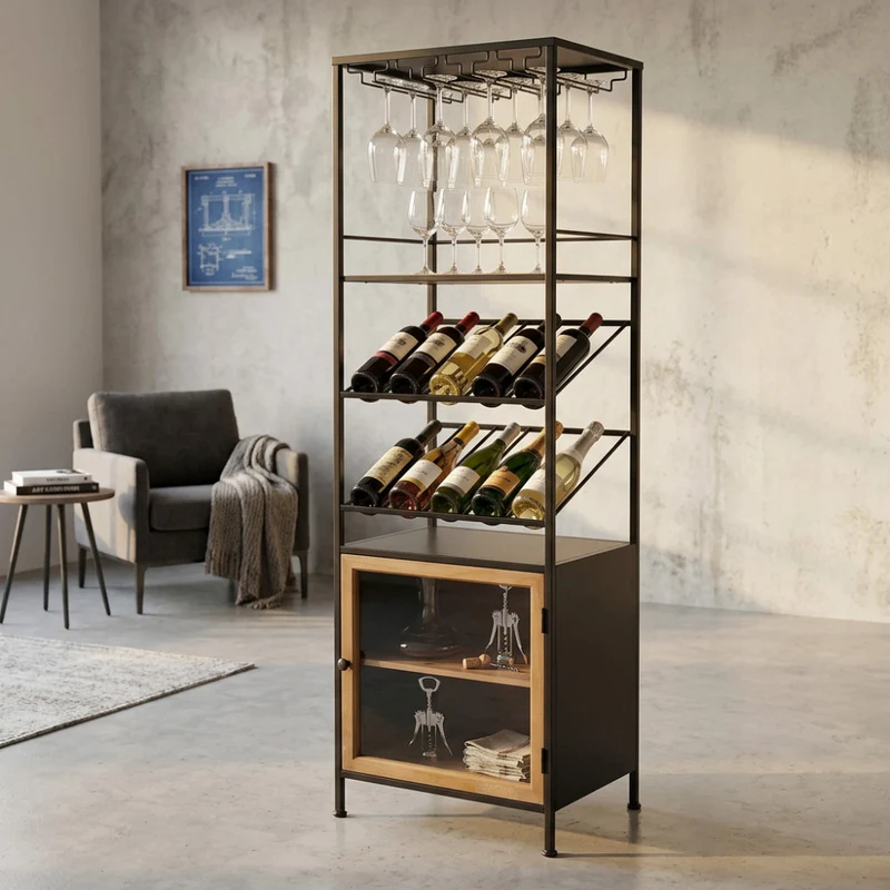 Vetrina Mobile Bar MIK in Acciaio e Legno