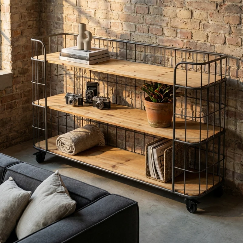 Libreria ABNER in Acciaio e Legno