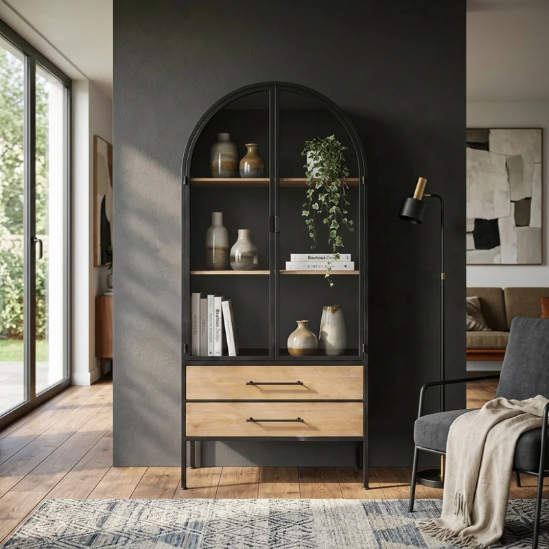 Vetrina Chadwick in Acciaio e Legno