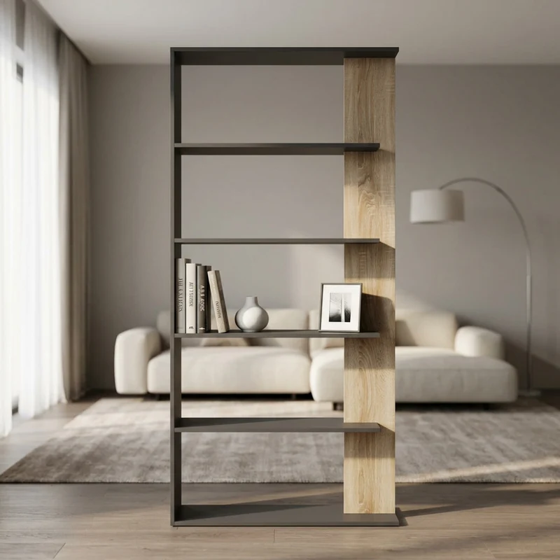 Libreria Alisha in Truciolare Bilaminato Antracite