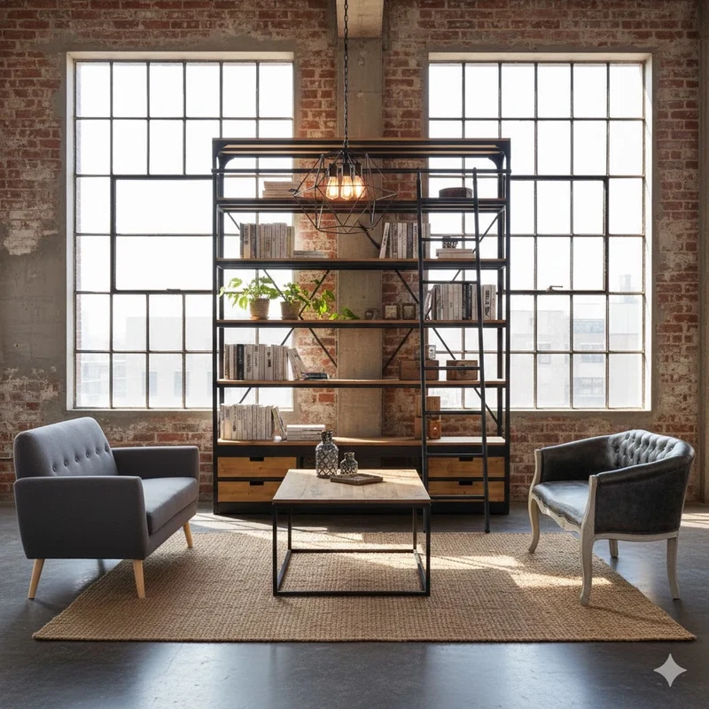 Libreria Ferdy: Mobile in Legno e Acciaio, Design Industriale
