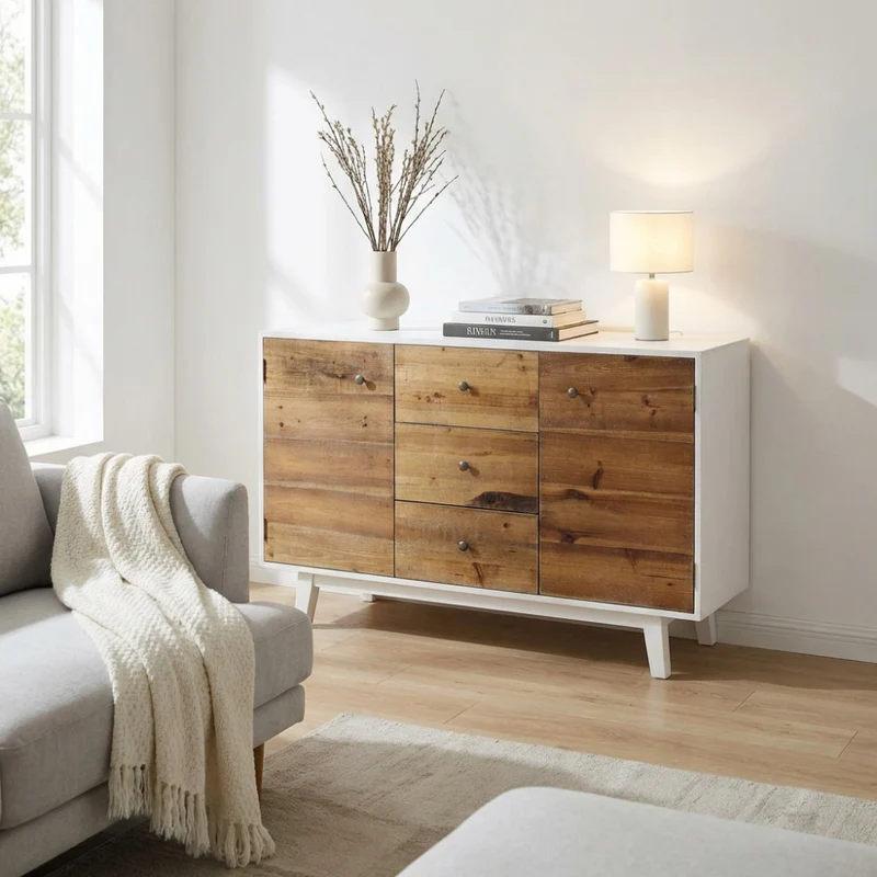 Credenza Austen in Legno Bicolore con Cassetti