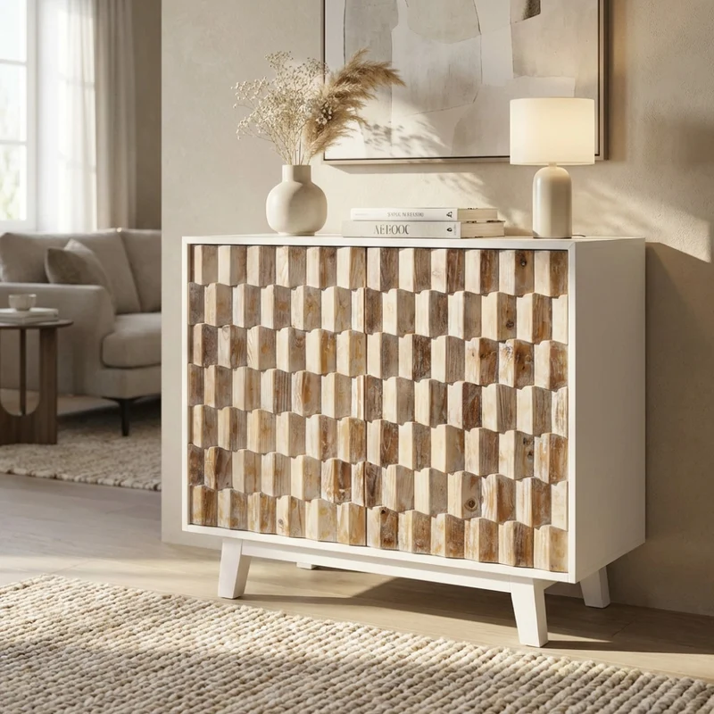 Credenza ANGUS con Frontali Geometrici in Legno