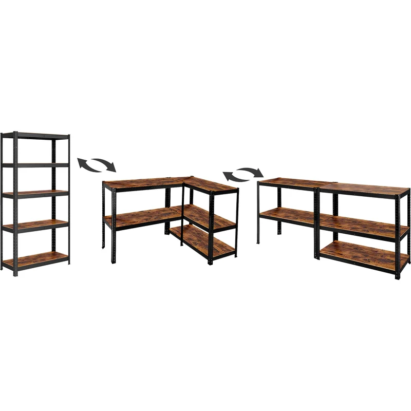 KIT 4 SCAFFALI 5 RIPIANI IN ACCIAIO E MDF INDUSTRIAL 90x40x180