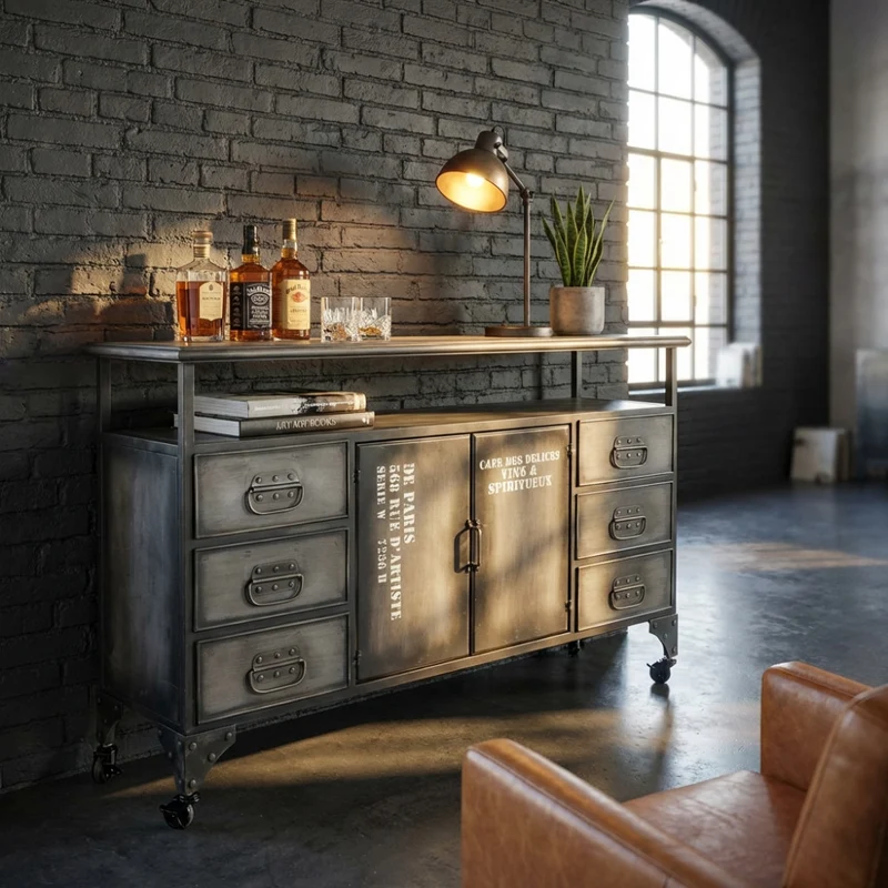 Credenza Emeric in Acciaio Antracite