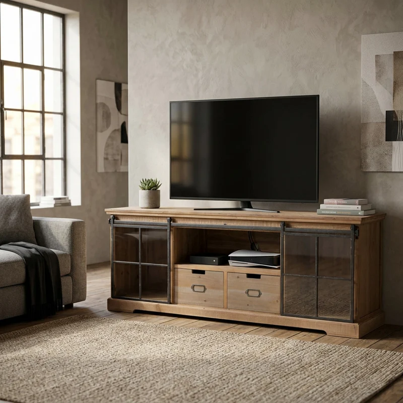 Credenza Dorian in Legno e Acciaio Antracite