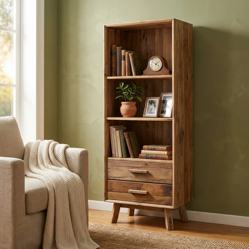 Libreria Justin in Pino Riciclato Vintage