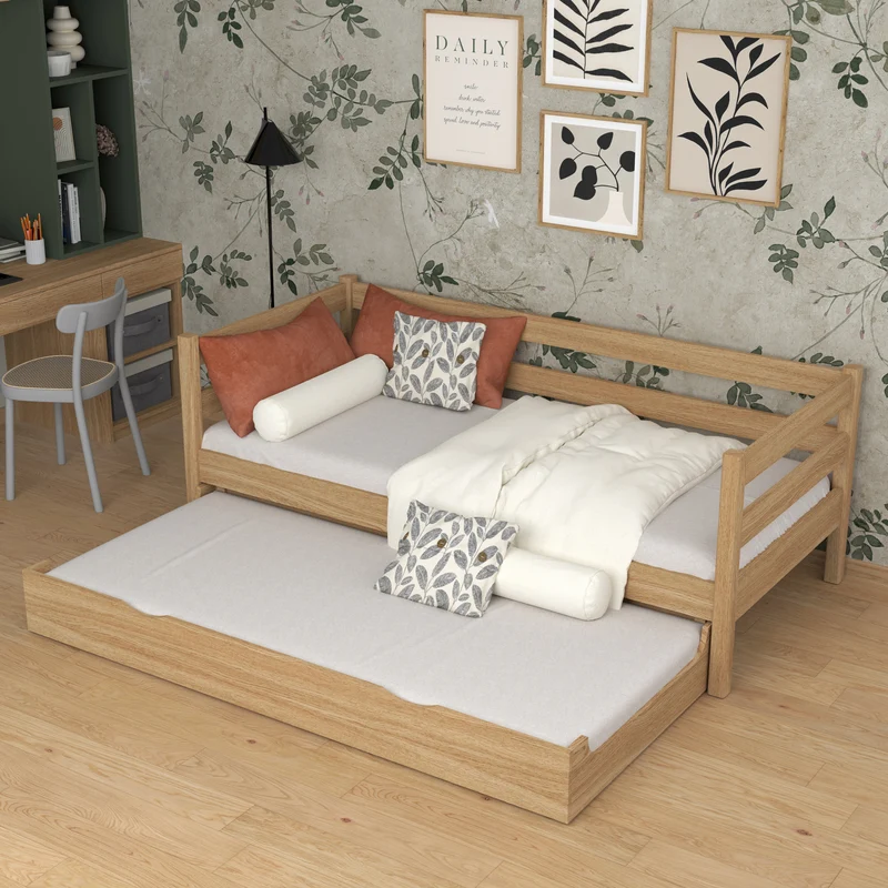 Letto divano in rovere con cassetto per materasso N01 rovere naturale