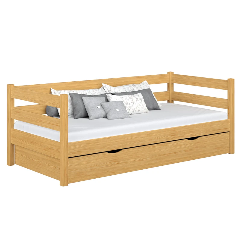Letto divano in legno con cassetto N01 pino naturale
