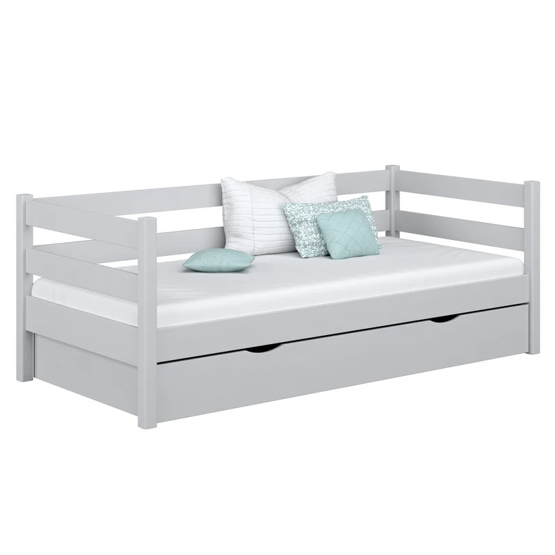 Letto divano in legno con cassetto N01 grigio cenere