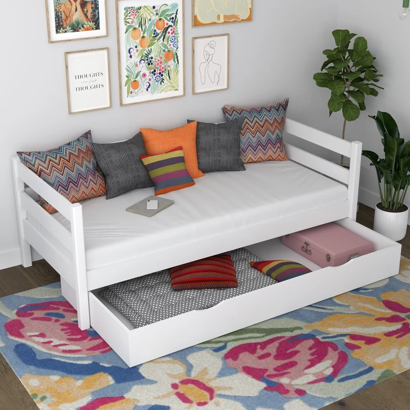 Letto divano in legno con cassetto N01 bianco