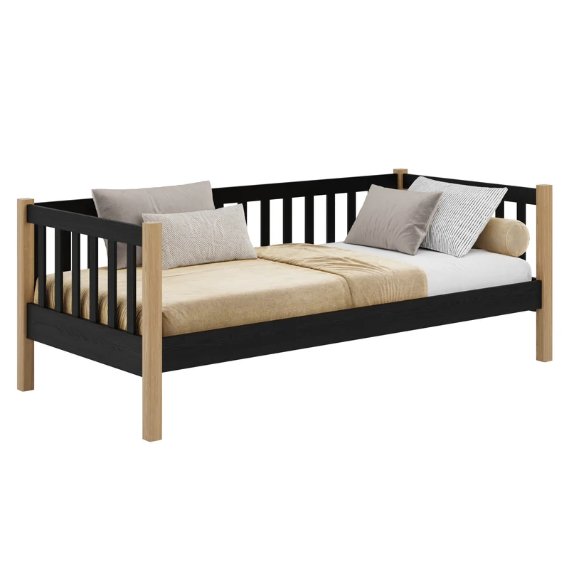 Letto divano in legno N03 nero / rovere naturale