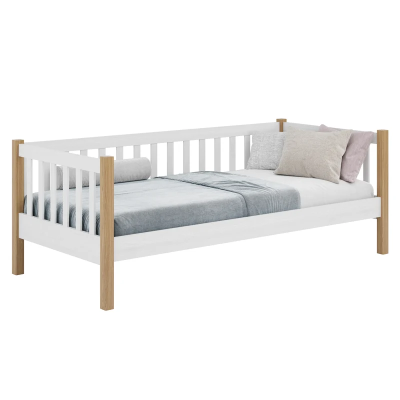 Letto divano in legno N03 bianco / rovere naturale