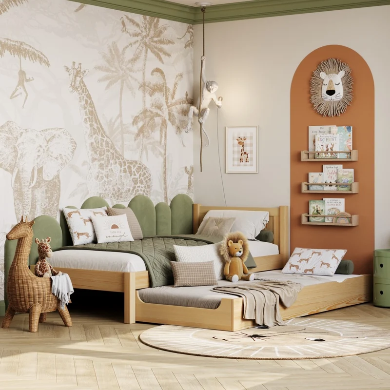 Letto singolo con cassetto per materasso N02 pino naturale