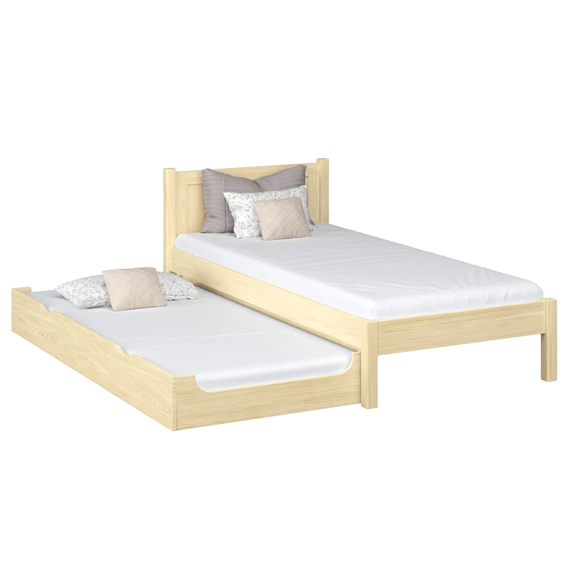 Letto singolo con cassetto per materasso N02 pino trasparente