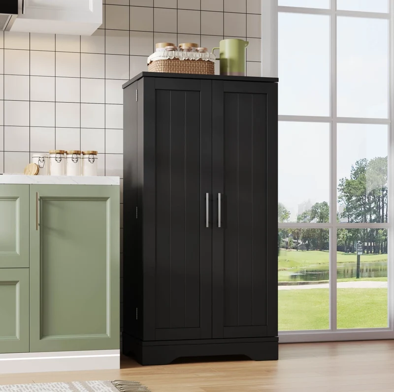 Mobile dispensa alto moderno 120x60x40 cm in MDF con luce LED sensor; nero