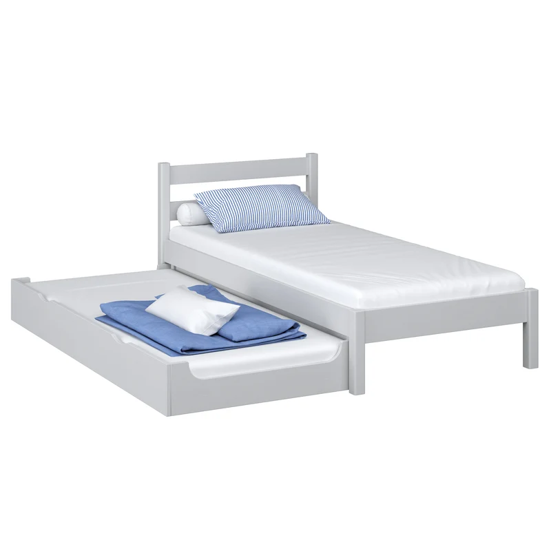 Letto singolo in legno con cassetto per materasso N01 grigio cenere