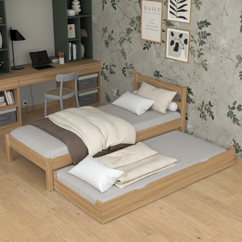 Letto singolo in rovere con cassetto per materasso N01 rovere naturale