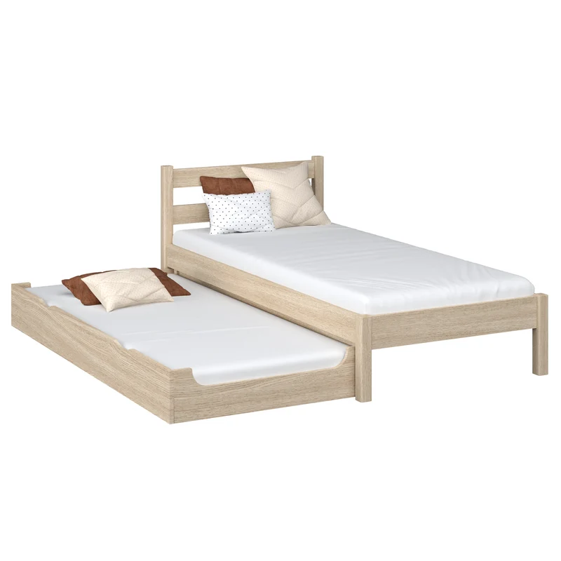 Letto singolo in rovere con cassetto per materasso N01 rovere sbiancato
