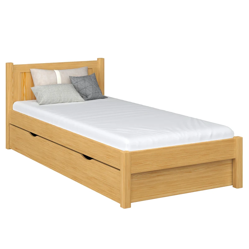Letto singolo in legno con cassetto N02 pino naturale
