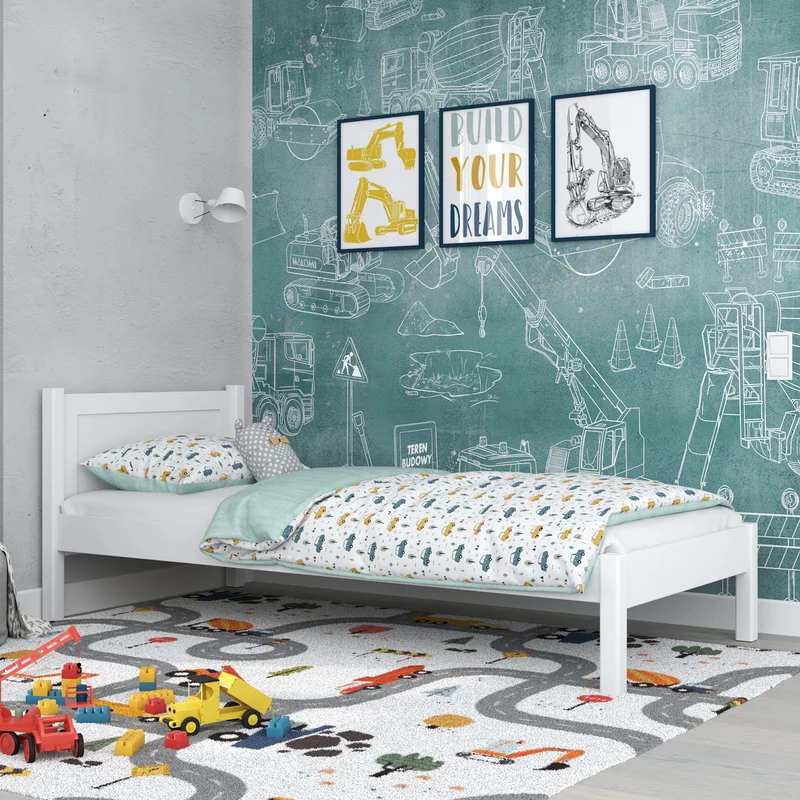 Letto singolo in legno N02 bianco