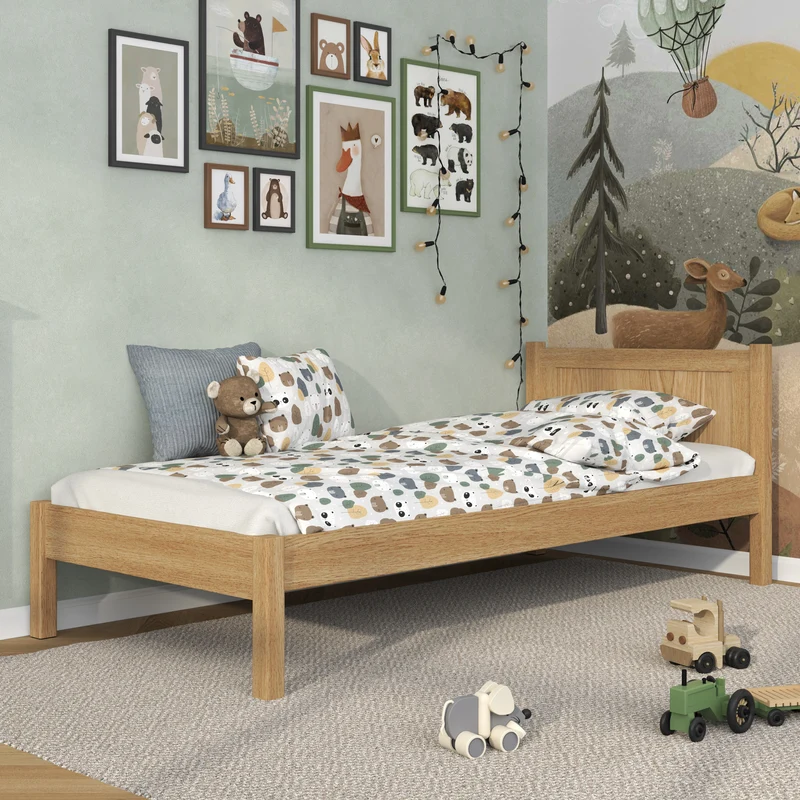 Letto singolo in rovere N02 rovere naturale