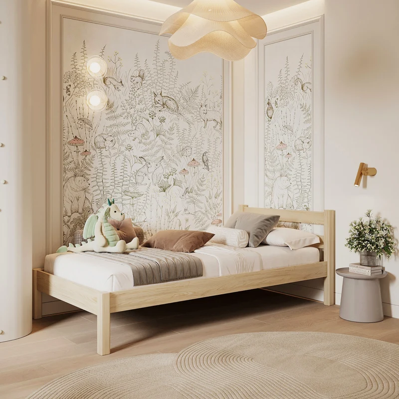 Letto singolo in legno N01 pino trasparente