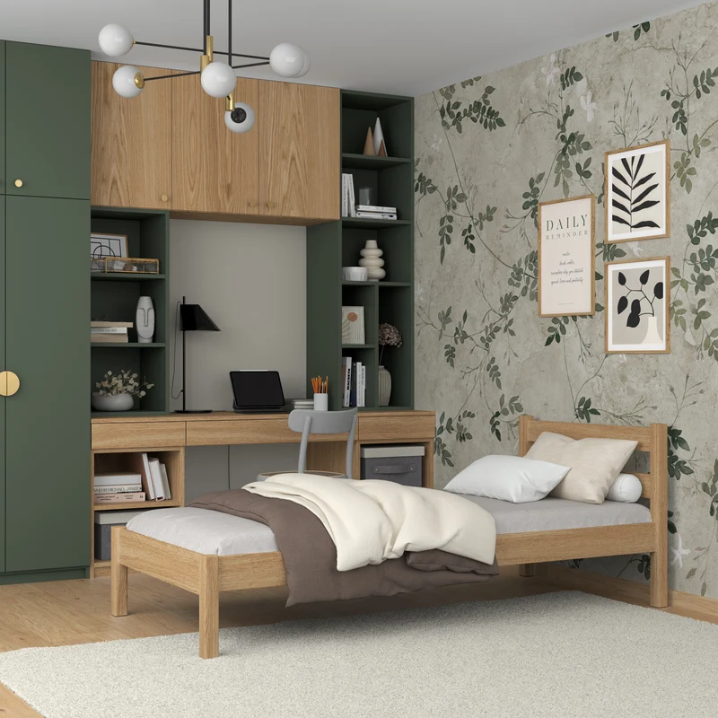 Letto singolo in rovere N01 rovere naturale