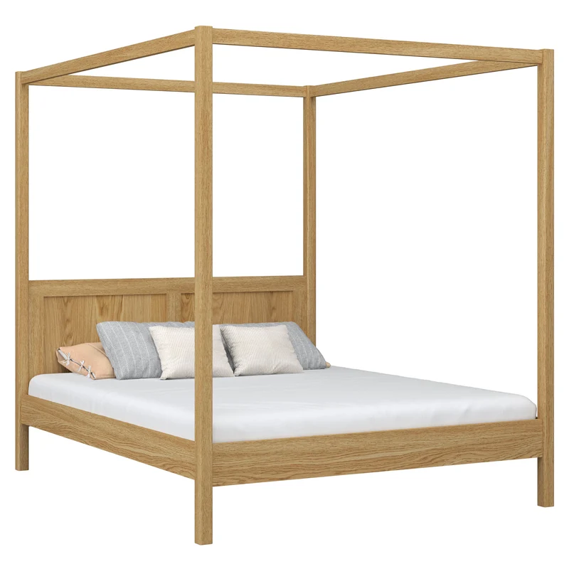 Letto matrimoniale a baldacchino in rovere N02 rovere naturale