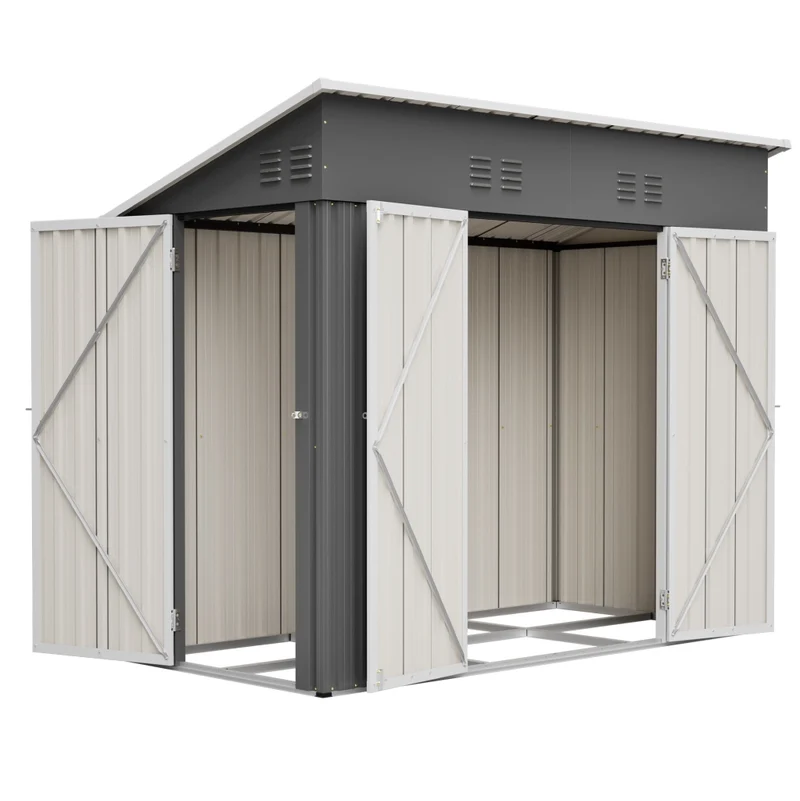 Capanno da giardino in metallo 242x120x192 cm; grigio