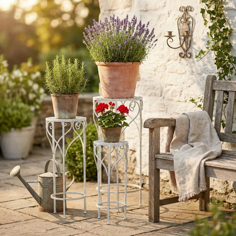 Cosma Set di 3 Fioriere con Dettagli a Volute