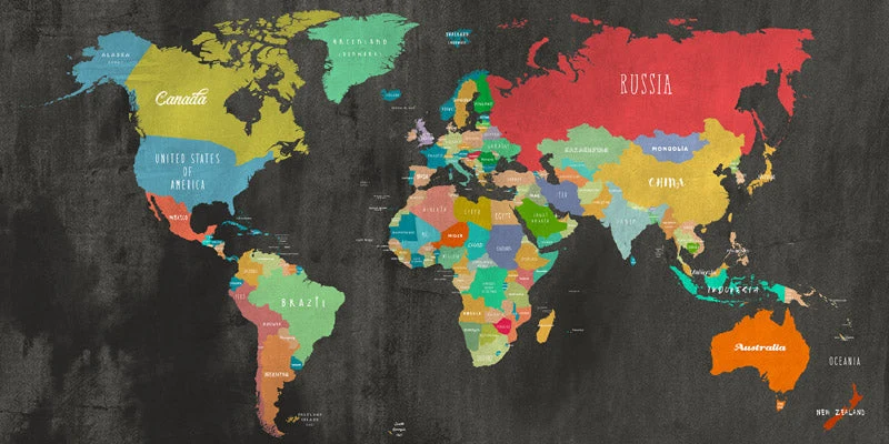 Modern Map of the World (chalkboard, detail)
