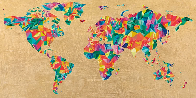Multicolor World Map (golden)