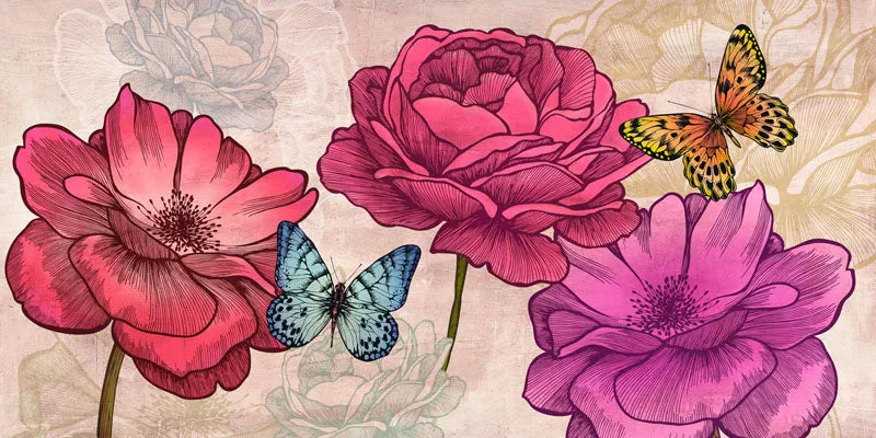 Roses and Butterflies (Neutral)