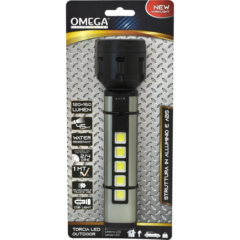 TORCIA OUTDOOR 3W 120LM + 150LM USB RICARICABILE