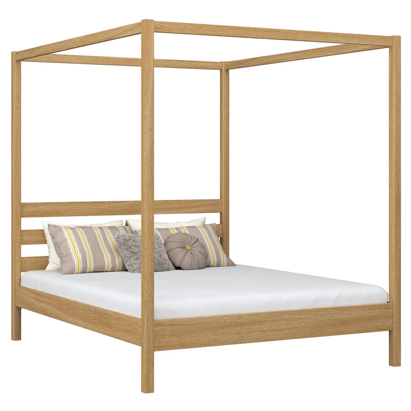 Letto matrimoniale a baldacchino in rovere N01 rovere naturale