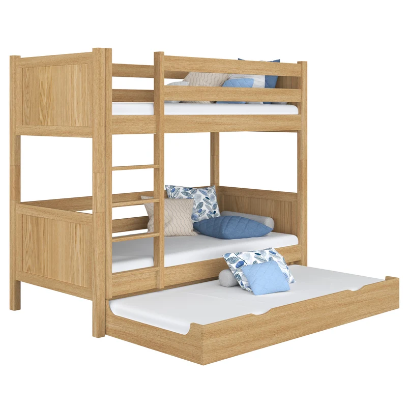 Letto a castello in rovere con cassetto per materasso N02 rovere naturale
