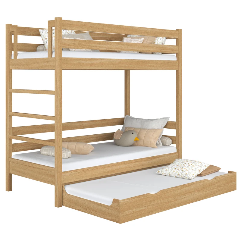 Letto a castello in rovere con cassetto per materasso N03 rovere naturale