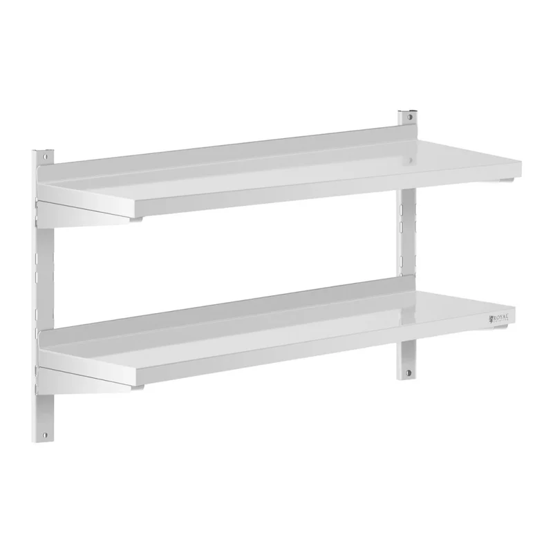 Mensola da parete professionale in acciaio inox - 2 ripiani - 30 x 100 cm 14_0001548