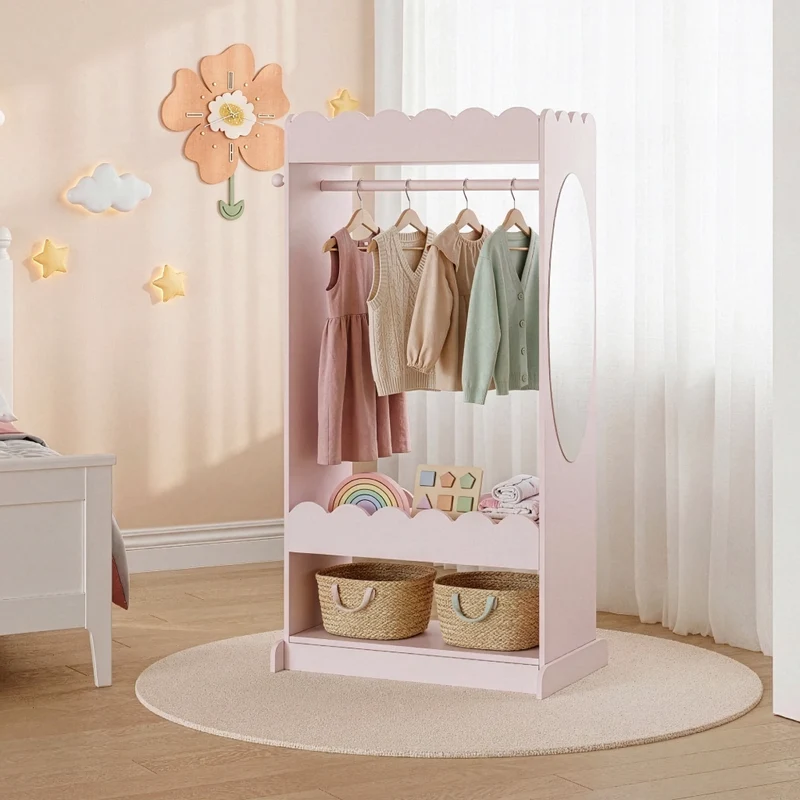 Guardaroba Vestnes per Cameretta con Specchio 120 x 63 x 38 cm - Rosa [en.casa]