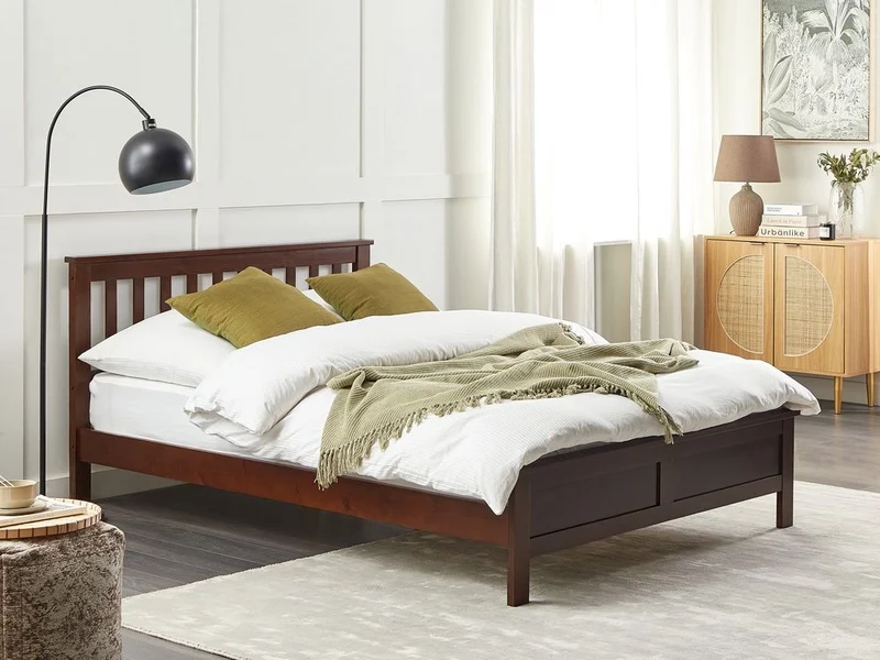 Letto in legno di pino scuro matrimoniale 140 x 200 cm 6 stile scandinavo