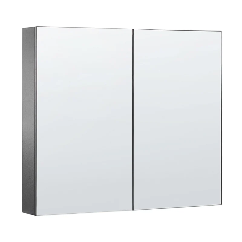 Armadietto a specchio per bagno in compensato bianco 80 x 70 cm Scaffali pensili a 2 ante