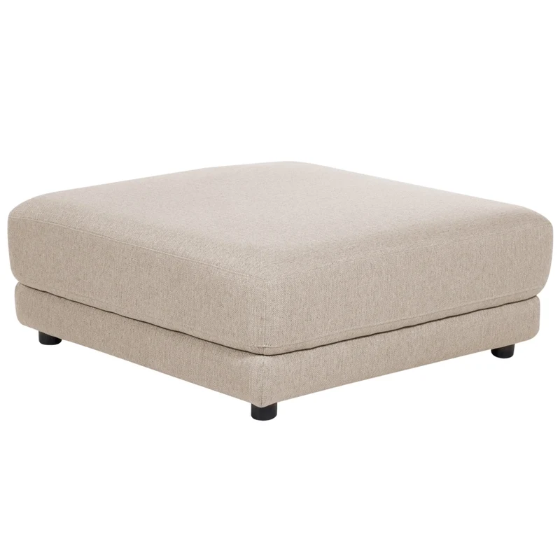 Ottomana poggiapiedi in tessuto poliestere beige imbottito quadrato elemento di divano moderno minimalista