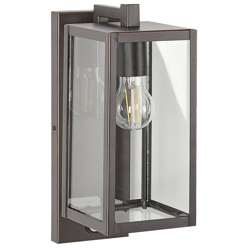 Lampada da parete esterna in metallo nero e vetro con sensore di movimento 33 cm stile moderno giardino
